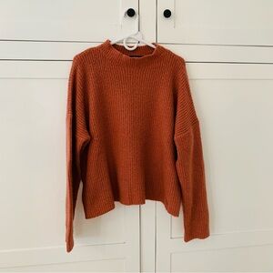 Forever 21 Pink Knit Mock Neck Long Sleeve Crop Boxy Top Size Medium
